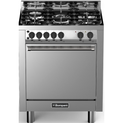Aragaz Bompani Tech BO793DC/N, 70x60 cm, gaz, 5 arzatoare, aprindere electronica, grill, inox