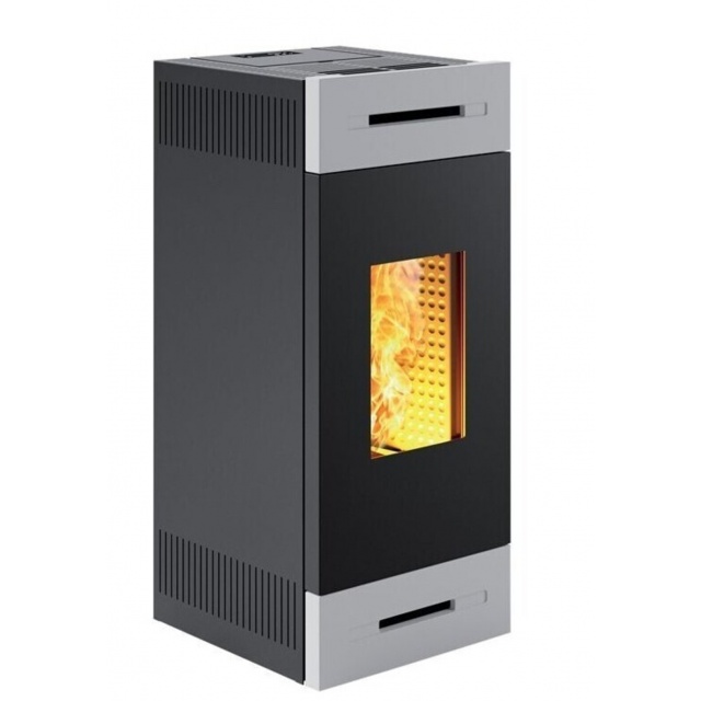 Sobă Caminetti Montegrappa RONDE EVO LS9 peleți cu aer cald ventilat sistem, a. s. s. 9 kw - gri metalizat