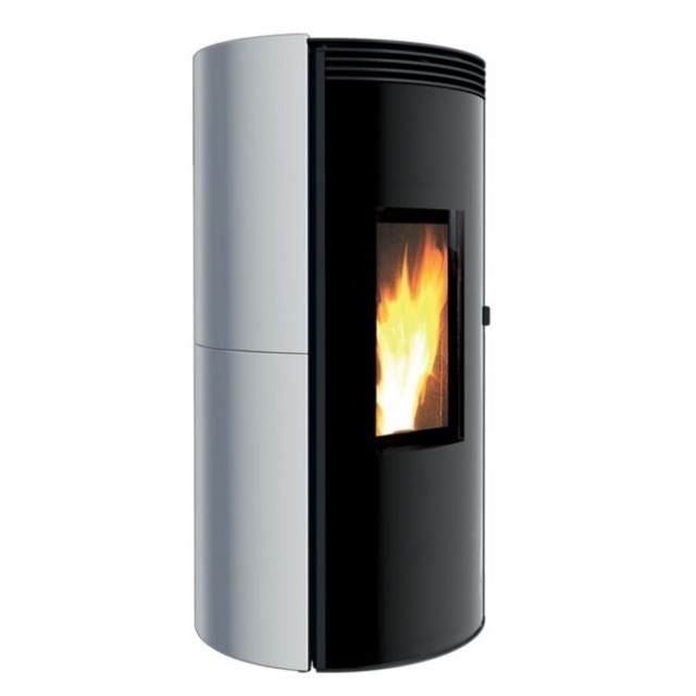 Sobă Caminetti Montegrappa NOIR M MW14 cu granule pentru încălzirea apei, ermetice și ventilate de 14 kw -