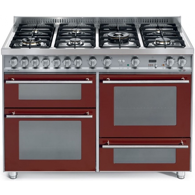 Aragaz Lofra Special120 PR126SMFE+MF/2CI, gaz, 120X60cm, 7 arzatoare, 3 cuptoare, grill electric, timer, rosu