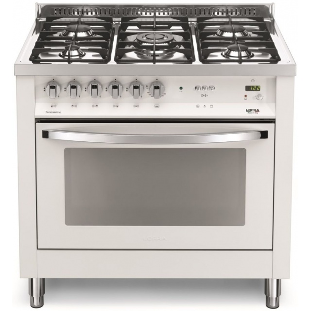 Aragaz Lofra Rainbow PBPG96GVT/C, gaz, 90*60cm, 5 arzatoare, grill electric, timer, cuptor gaz, aprindere electronica, alb