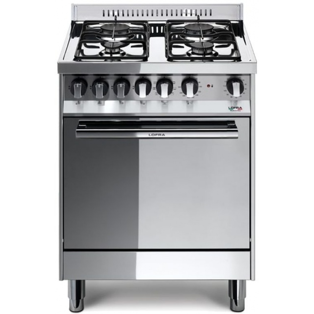 Aragaz Lofra Maxima M65GV, 60x50 cm, gaz, 4 arzatoare, grill electric, timer, aprindere electronica,cuptor pe gaz, inox