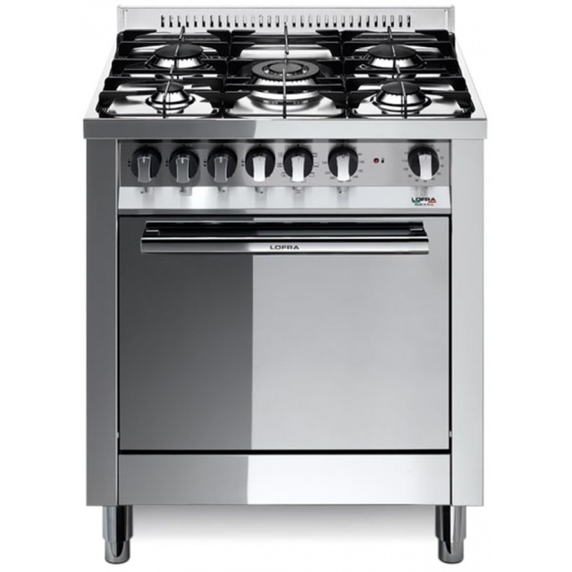 Aragaz Lofra Maxima M76GV/C, 70x60 cm, gaz, 5 arzatoare, grill electric, timer, aprindere electronica,cuptor pe gaz, inox