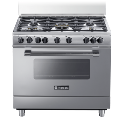 Aragaz Tecnogas PRO PP965MX, 90x60 cm, gaz, 5 arzatoare, aprindere electronica, grill, rotisor, otel inoxidabil