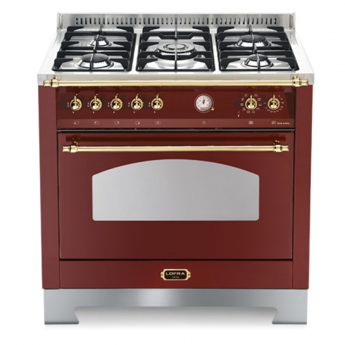 Aragaz Lofra Dolcevita RRG96MFT/CII, 90x60 cm, gaz, 5 arzatoare, grill, aprindere electronica, timer, rosu