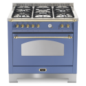 Aragaz Lofra Dolcevita RLVG96MFT/CI, 90x60 cm, gaz, 5 arzatoare, grill, aprindere electronica, timer, albastru