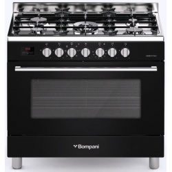 Aragaz Bompani Diva BO687MA/N, 90x60 cm, plita gaz, 5 arzatoare, aprindere electronica, grill, negru