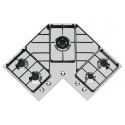 Plita incorporabila Foster Angolare 7038052, instalare STD, gaz, 83cm, 5 arzatoare, aprindere electrica, siguranta gaz, inox