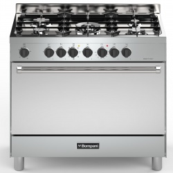 Aragaz Bompani Tech BO683DC/N, 90x60 cm, gaz, 5 arzatoare, aprindere electronica, grill, rotisor, inox