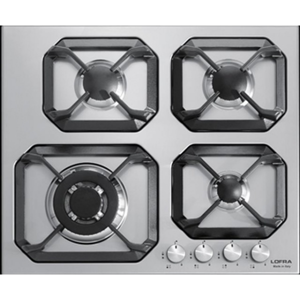 Aragaz Tecnogas P1X66M4VC, 60 cm, gaz, 4 arzatoare, grill, otel inoxidabil