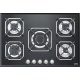 Plita incorporabila Lofra Sirio HGN7E0, 75 cm, plita gaz, 5 arzatoare,sistem siguranta Stop-Gaz,sticla neagra