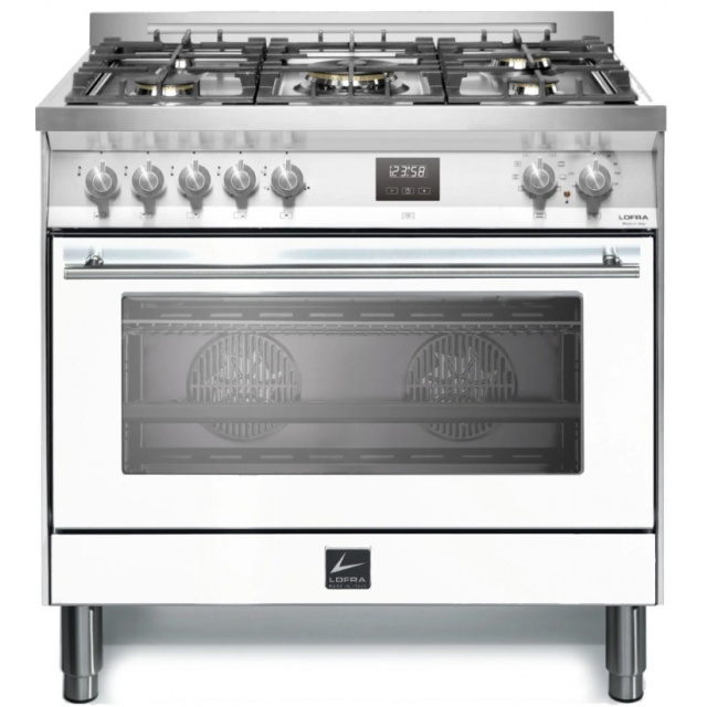 Aragaz Lofra VENEZIA PBPG96MFT/AEO, gaz, 90X60cm, 5 arzatoare, grill electric, timer, aprindere electronica, alb