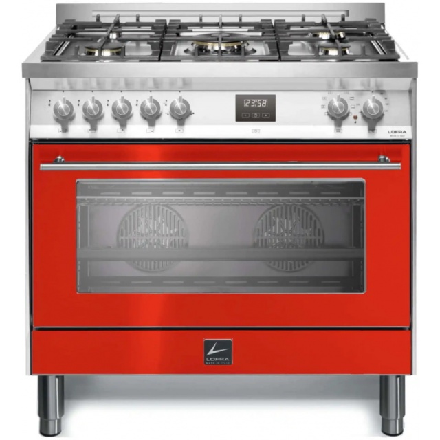 Aragaz Lofra VENEZIA PRG96MFT/AEO, gaz, 90X60cm, 5 arzatoare, grill electric, timer, aprindere electronica, rosu