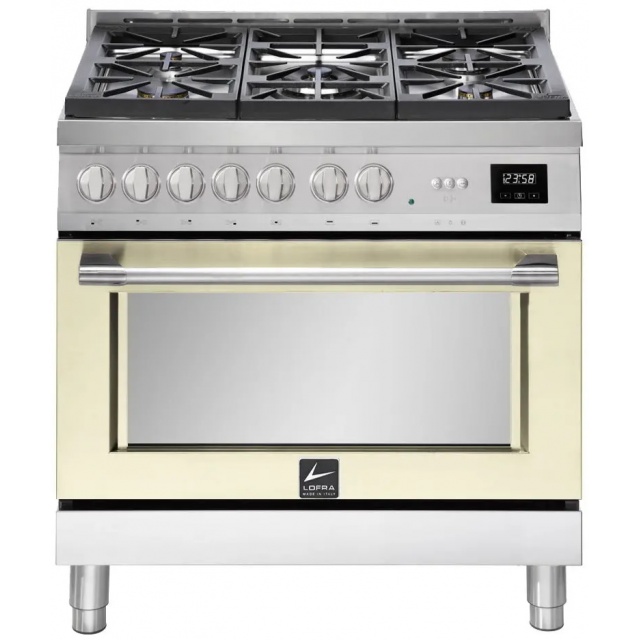 Aragaz Lofra ITALIA ABIG96WGVGT/AEO, gaz, 90X60cm, 5 arzatoare, cuptor gaz, grill, rotisor, timer, aprindere electronica, Crem