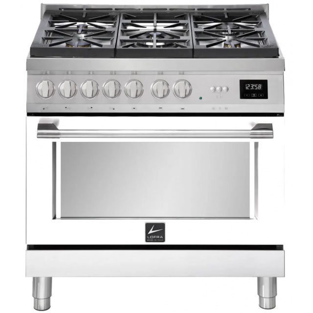 Aragaz Lofra ITALIA ABPG96WGVGT/AEO, gaz, 90X60cm, 5 arzatoare, cuptor gaz, grill, rotisor, timer, aprindere electronica, Alb