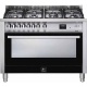 Aragaz Lofra Professional 120 PNMG126GVGT/2Ci 120X60cm, 7 arzatoare, cuptor gaz, rotisor - grill, ventilare dubla, timer, Negru