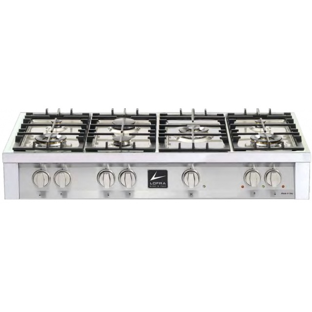 Plita incorporabila Range Top Lofra Professional TAS126/7, 90 cm, 7 arzatoare, aprindere electrica, siguranta gaz, inox