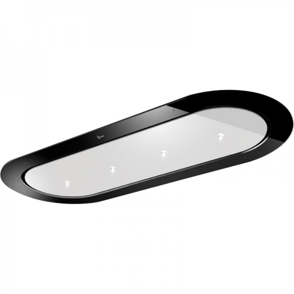 Hota de tavan incorporabila Baraldi Unika 01UNKIS120WH80, 120 cm, 800 m3/h, sticla neagra/alb